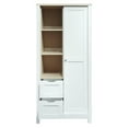 thumbnail image 6 of 68" Tall Storage Wardrobe, Modern Multi-Function Large Storage Cabinet with Hanging Rods, 2 Drawers, Open Shelves, Sliding Door, Minimalist Style Furniture for Living Room, Bedroom, White, 6 of 8