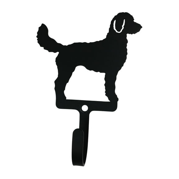Metal Wall Hook with Doodle Dog Accent, Small, Black