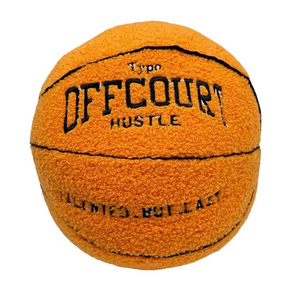 Offcourt Basketball Pillow, Basketball Shaped Pillow Teddy Fleece Embroidered Basketball Throw Pillow Fuzzy Plush Toy-A