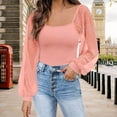 thumbnail image 2 of Women's Mesh Long Sleeved Fashionable Sleeve Patchwork Shirt Casual Top, 2 of 2