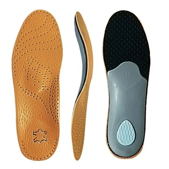Leather Orthotic Insoles For Shoes Foot Correct Insole Flat Feet High Arch Support Orthopedic Sole Fit O/X Leg Corrected Insert brown 47-48(305mm)