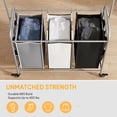 thumbnail image 4 of Yucurem Rolling Laundry Basket with Hanging Bar, 150L 3-Section Heavy-Duty Laundry Hamper Cart, with Lockable Wheels & Removable Bags, 4 of 9