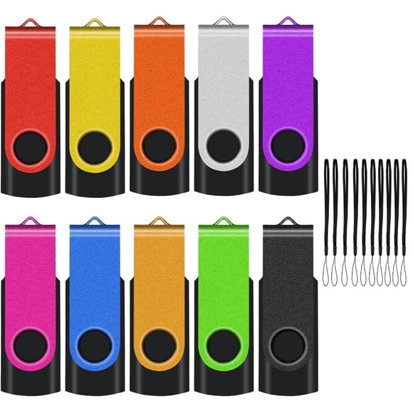 Unidad flash EASTBULL USB 2.0 de 4 GB, paquete de 10 unidades con cordones