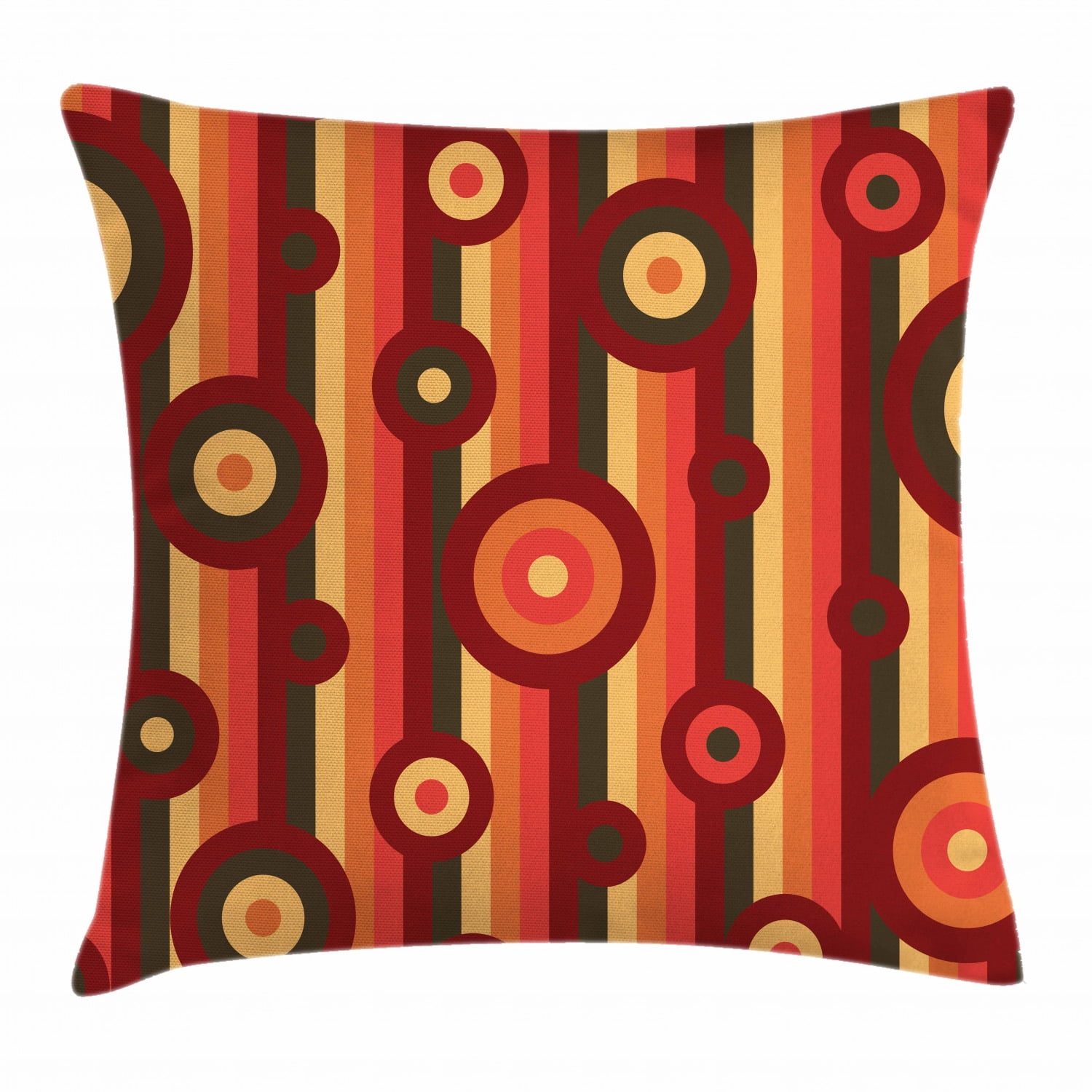 EDDArt Retro Abstract Spots and Rays Fibers Pattern 4-Fan Fun Throw Pillow Multicolor 18x18