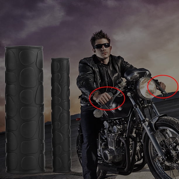 1 par Universal motocicleta antideslizante suave manillar de goma cubierta de agarre cubierta de palanca de freno negro