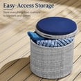 thumbnail image 3 of Puff de Exterior Redondo de Ratán Gris/Azul Marino de Best Choice Products, 3 of 8