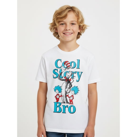 Dr. Seuss The Cat in the Hat, Boys' & Big Boys' Graphic Tee with Short Sleeves, Sizes 4-16