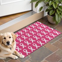 Pink Breast Cancer Door Rugs,Washable Non Slip Door Mats Indoor,Decorative Door Mats,Entry Mat Indoor for Entrance,Bedroom,Kitchen,Bathroom,16"x24"