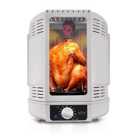 NutriChef Vertical Countertop Rotisserie Rotating Oven - White