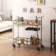 thumbnail image 2 of QinaQin Double-Decker Rolling Bar Cart, Compact Mobile Beverage Cart with Mirrored Shelves, Built-In Wine Rack and Glass Rack, Suitable for Dining Rooms, Living Rooms Or Parties, 2 of 7