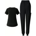 Divhosrg Scrub Sets for Woman Solid Color Comfort Plus Size VNeck