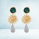 thumbnail image 2 of 1 par de pendientes de metal con forma de flor, colgantes exagerados, creativos, para mujer, dorados, 2 of 5