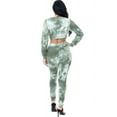 thumbnail image 4 of Saronite Tie Dye Print Wrap Front Long Sleeve Ribbed Sweater Knit Crop Top & Sweatpants 2-Piece Set, Olive (Women's), 4 of 4
