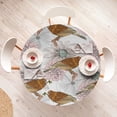 thumbnail image 4 of Ambesonne Birds and Nature Fitted Round Tablecloth, Art Sketchy Flower, 36"- 40" Diameter, Paprika Pale Pink White, 4 of 5