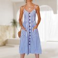 thumbnail image 4 of Vestido Midi Elegante Vestido ajustado de mujer estilo bohemio a rayas de un solo pecho sin espalda traje diario Cgtredaw Azul Y Blanco Xl para Mujer, 4 of 7