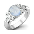 thumbnail image 2 of 8x6MM Oval Shape Moonstone Gemstone 925 Sterling Silver Solitaire Mother's Day Gift Ring, 2 of 3