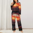 thumbnail image 2 of Sigee Cat Watching City Sunset for Women’s Pajama Sets Long-Sleeved Pjs Sets for Women 2 piece Sleepwear-Medium, 2 of 7