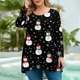 thumbnail image 2 of Christmas Plus Size Tops for Women 4x-5x Fall V Neck Shirts Snowman Print T-Shirt Long Sleeve Tops Large Casual Womens Clothing, 2 of 5