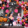 thumbnail image 3 of Kit de guirnalda de arco de globos de Halloween, globos con patrón de Halloween negro, naranja y morado con globos de papel de aluminio de bruja fantasma y murciélago araña para niños, decoraciones de fiestas temáticas de Halloween, aula o hogar Sailing Electrónica, 3 of 5