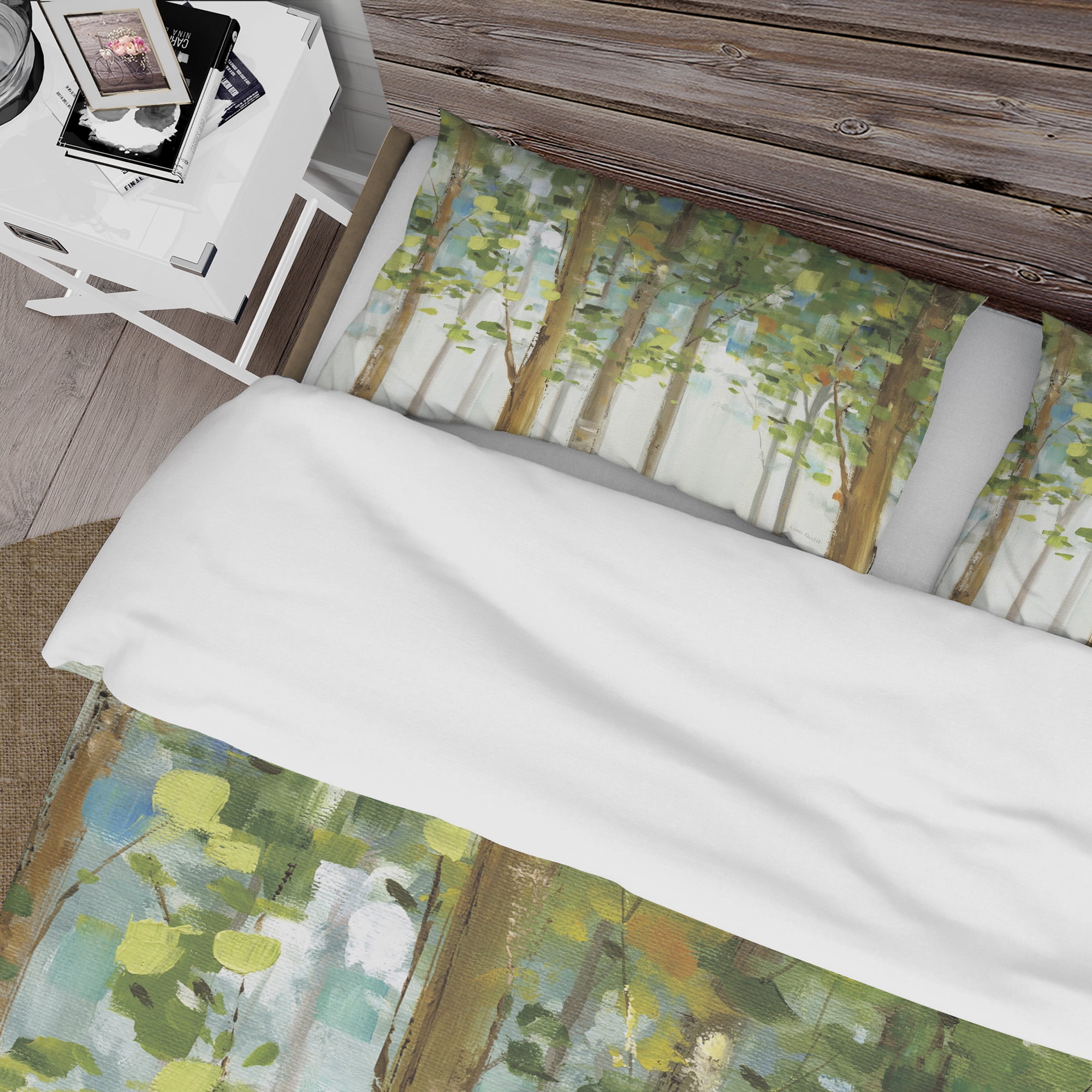 Designart 'Green Forest Study' Farmhouse Duvet Cover Set