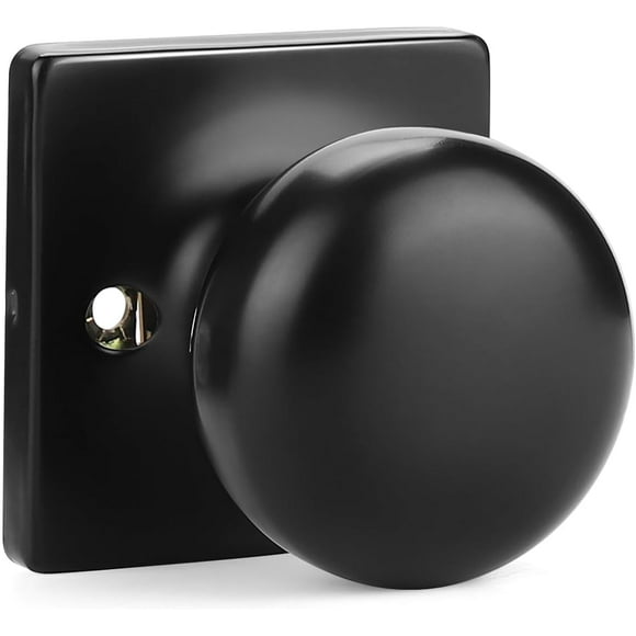SHIQI-1 Pack Single Dummy Door Knob for Closet Matte Black Round Dummy Knobs Interior for French Doors Single Side Door Knob Handle