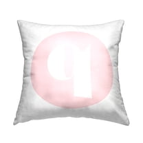 Stupell Industries Pink Circle Letter Q Square Decorative Printed Throw Pillow, 18 x 18