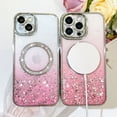 thumbnail image 3 of OOK for iPhone 15 Pro Max Case Compatible with Magsafe, Bling Glitter Sparkly Diamond Magnetic Camera Protection Phone Case with Screen Protector for Girls Women, Pink, 3 of 5