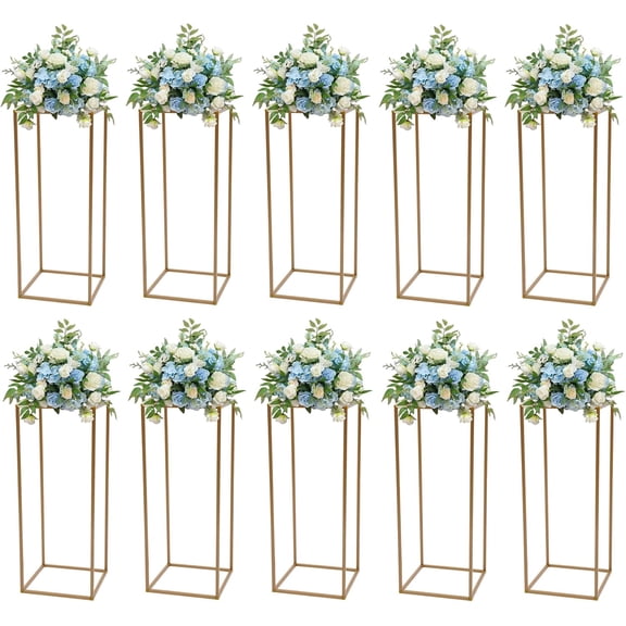 10Pcs Gold Wedding Flower Stand, Metal Wedding Centerpieces for Tables, Flower Vase Column Stand for Wedding Birthday Event Table Home Decoration