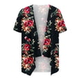 thumbnail image 4 of Savings Clearance Summer Light Weight Cardigan Women, Women's Basic Solid Short Sleeve Open Drape Front Cardigan Summer High Low Hem Tops Red XL # Prime Day 2023 Deals, 4 of 5