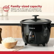 Holstein Housewares 16-Cup (Cooked) 8-Cup (Uncooked) Electric Rice Cooker, Black - Nonstick Interior
