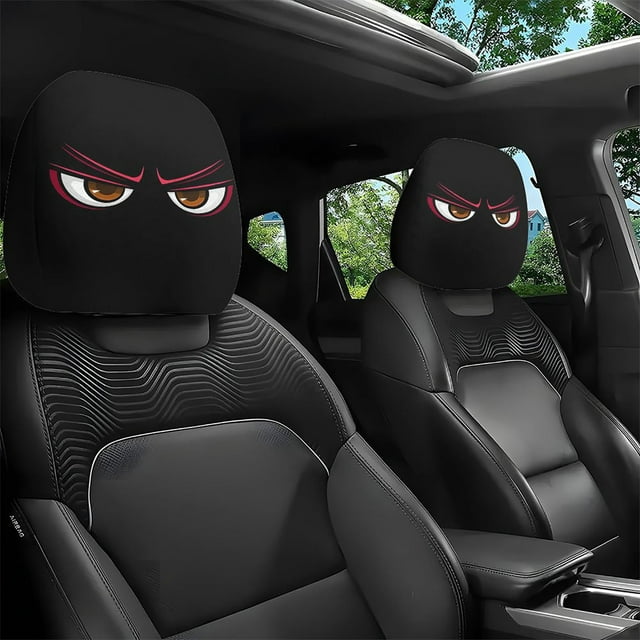 Ke1Clo Funny Car Print Headrest Cover, Universal Stretchy Headrest Protector for Vehicles, Elastic Car Seat Cover with Humorous Design