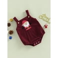 thumbnail image 3 of Arvbitana Baby Girls Boys Christmas Corduroy Overalls Santa Claus Tree Elk Embroidery Sleeveless Square Neck Sling Romper New Year Bodysuit for Casual Daily 0-18M, 3 of 9