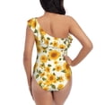 thumbnail image 5 of Cauagu Classical Cute Sunflower Print Women's Sexy One Piece Swimsuits One Shoulder Ruffle Tummy Control Bathing Suit Slimming Swimwear-Medium, 5 of 6