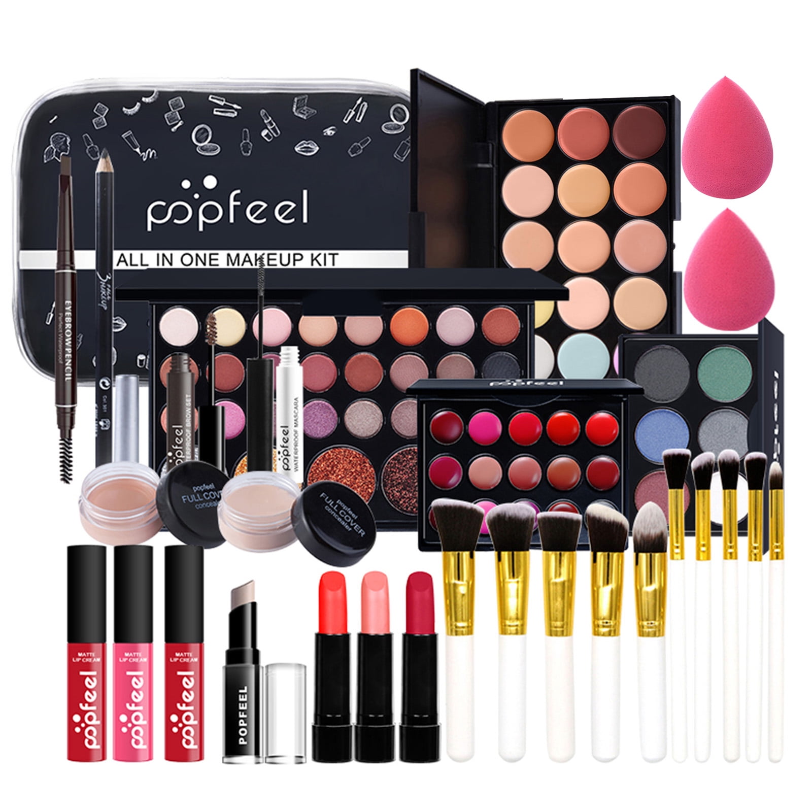 FantasyDay All-in-one Makeup Set Holiday Gift Surprise | Full Makeup Kit for Women Essential Starter Bundle Include Eyeshadow Palette Lipstick Blush Concealer Face Powder Eyeliner Mascara Soft Brush