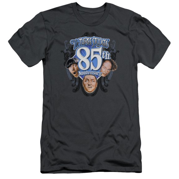 Three Stooges 85Th Anniversary 2 S/S Adult 30/1 T-Shirt Charcoal