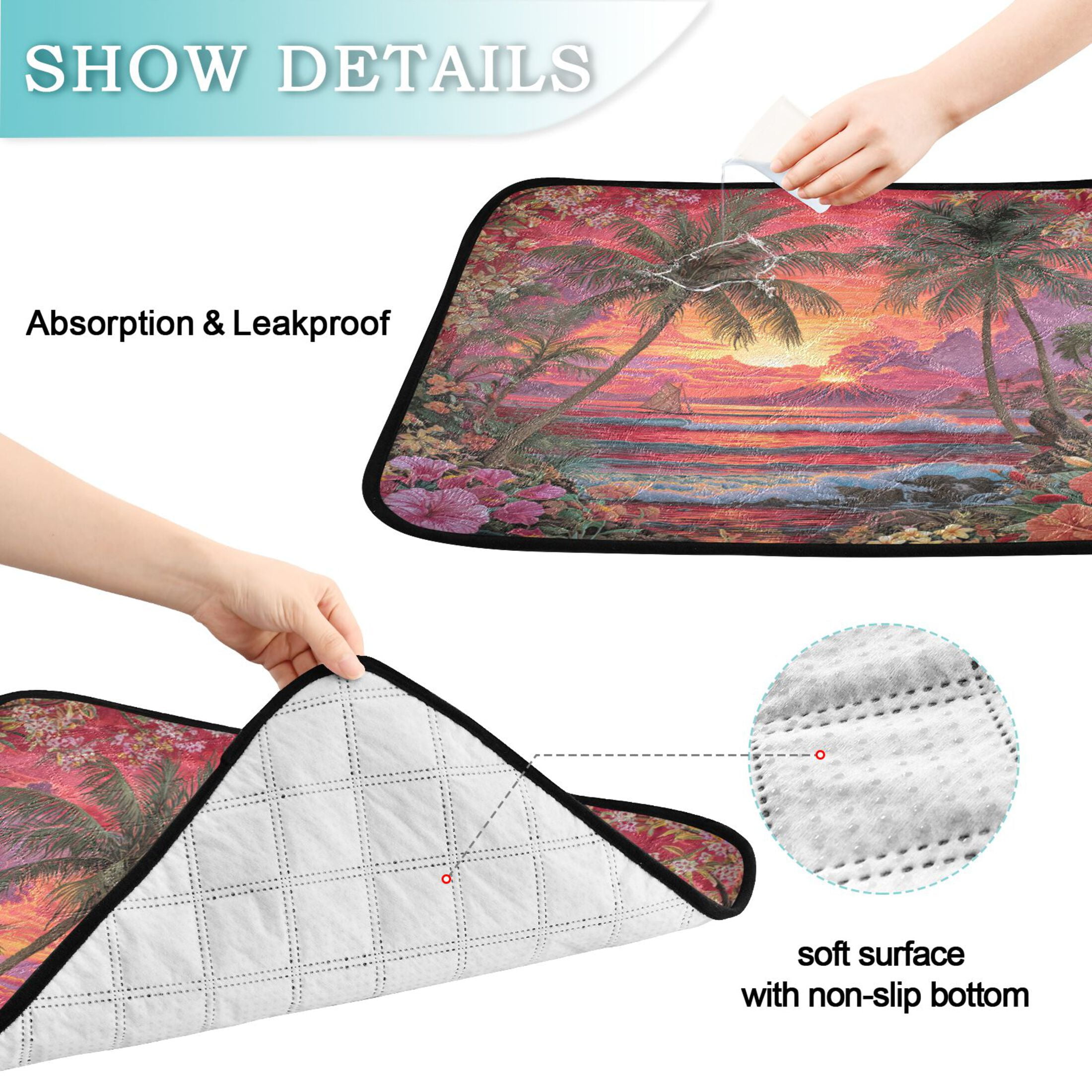 Qxltty Volcanic Island Cat litter Pads Pet Set of 3 Diaper Mats Center Anti-leakage Layer Absorbent Soft and Comfortable