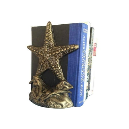 Set Of 2 Antique Gold Cast Iron Starfish Book Ends 11 Rustic