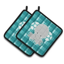 Caroline's Treasures Plaid Elephant Pair of Pot Holders