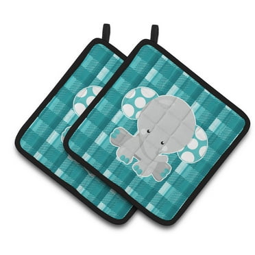 Caroline's Treasures Plaid Elephant Pair of Pot Holders