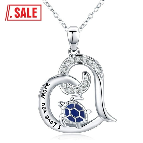 TANGPOET Turtle Heart Female Necklace 925 Sterling Silver Pendant Gifts for Women Mom Mothers