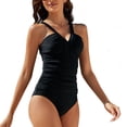 thumbnail image 6 of COMVALUE Women's Tummy Control One Piece Swimsuit - Slimming Retro Bathing Suit Halter Swimwear 2026 (Black, L), 6 of 9