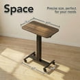 thumbnail image 3 of Small Rolling Laptop Standing Desk, Height Adjustable Mobile T-Base Desk with Lockable Casters, Portable Sit-Stand Workstation for Bedside & Sofa, Walnut, 3 of 4