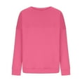 thumbnail image 4 of FRSASU Womens Solid Color Casual Crewneck Sweatshirts Long Sleeve Tunic Tops Loose Fitting Pullovers Hot Pink, 4 of 6
