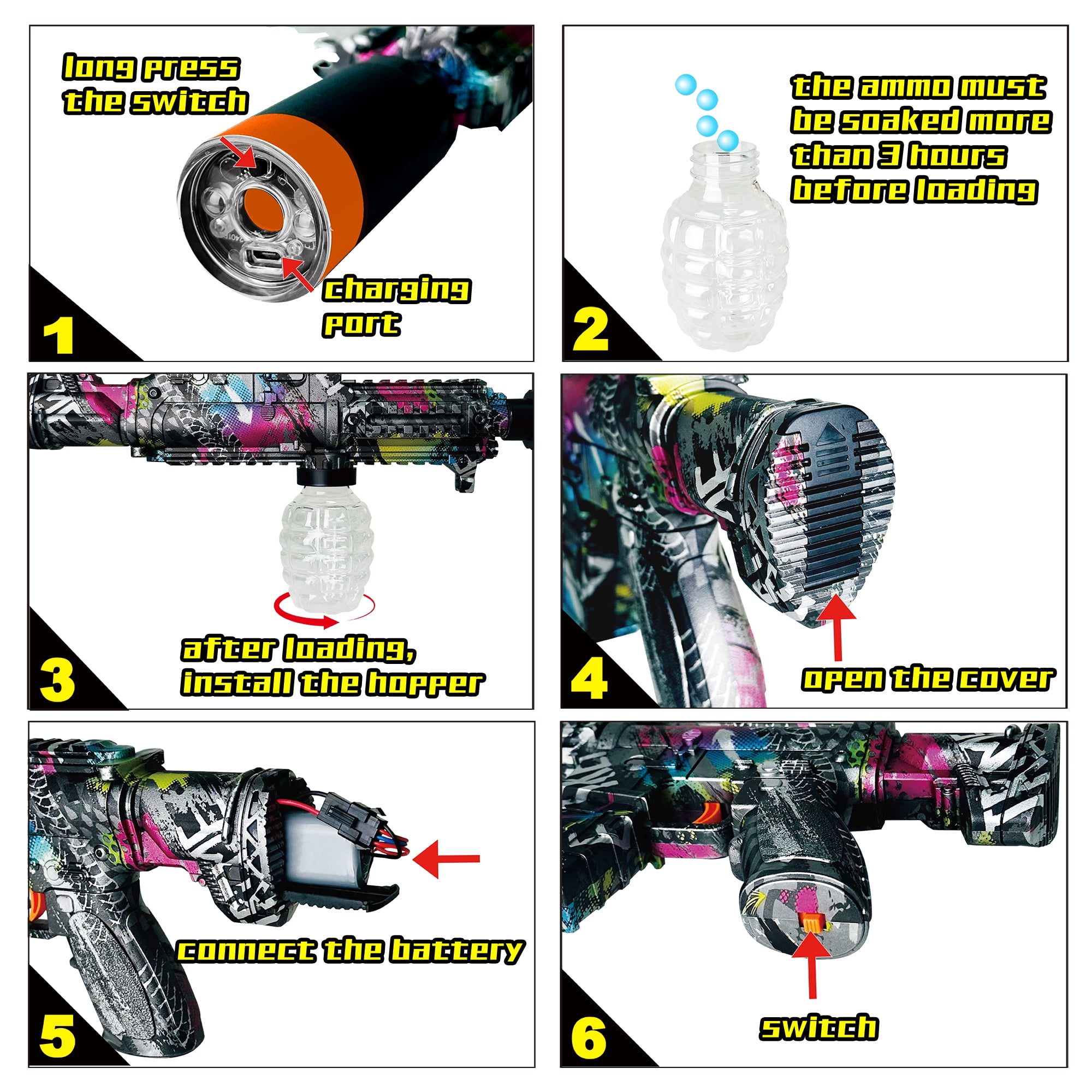 Electric Splatter Ball Blaster Splat Blaster Gel Ball Blaster with Auto Mode for Outdoor Backyard Activities Age 14+