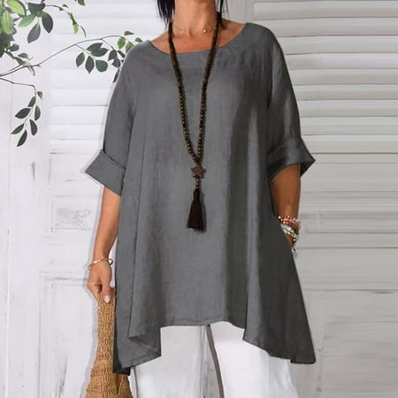 

OKBOP Long Sleeve Scrub Tops Women Summer Plus Size Casual Loose Solid Short Sleeve Women Blouses Pumpkin Shirts for Women