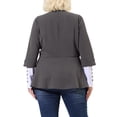 thumbnail image 4 of Agnes Orinda Women's Plus Size Blazers Notched Lapel Wear-to-Work Peplum Jacket Suit Blazer 3X Dark Grey, 4 of 9