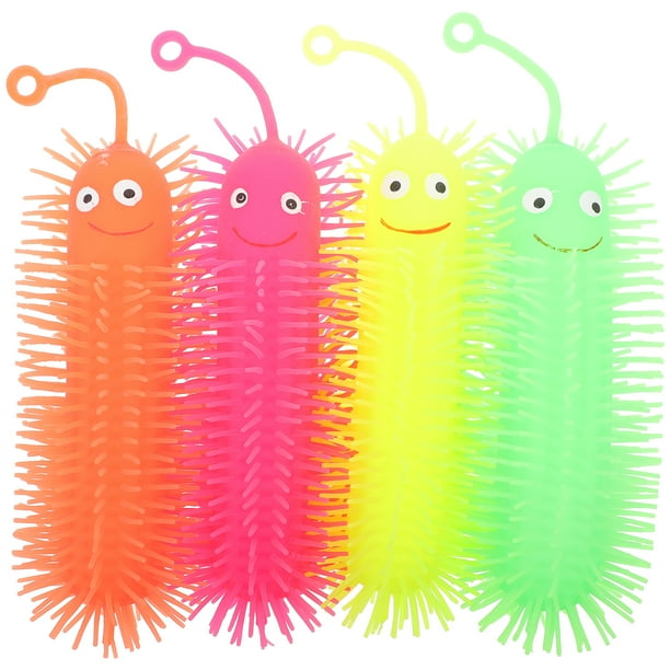 4 orugas luminosas de juguete para bebés y niños. Juguetes antiestrés.