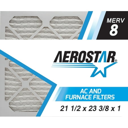 

Aerostar 21 1/2x23 3/8x1 MERV 8 Pleated Air Filter 21 1/2 x 23 3/8 x 1 Box of 6 Made in the USA