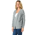 thumbnail image 3 of Excellentop Women's V Neck Open Front Frayed Fringe Cardigan Plunge Sweater with pockets, 3 of 6