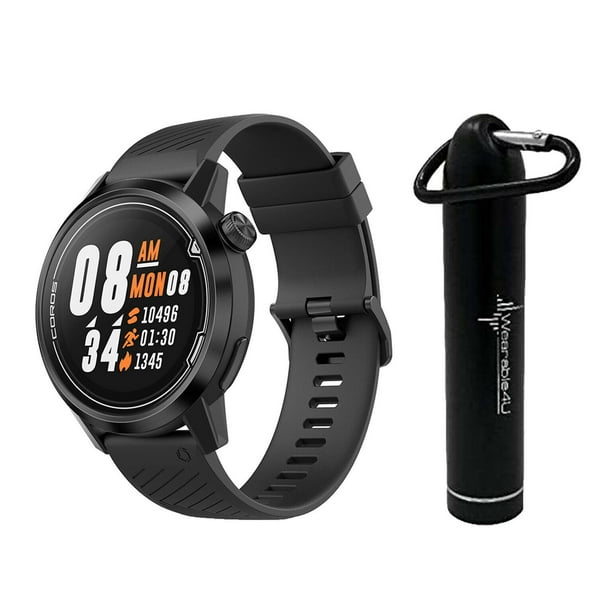 Coros APEX Premium Multisport Watch 46mm with Wearable4U Compact Power Bank Bundle (Midnight Black)